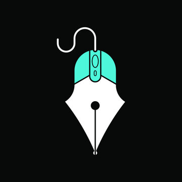 mouse and pen tool combination logo vector