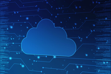 2d illustration of Cloud computing, Digital Cloud computing Concept background. Cyber technology, internet data storage, database and data server concept