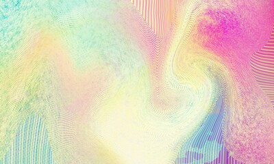 3D abstract rendered with screen and lo fi holographic patterns for signal wave distortion effect background in pastel rainbow colors - 497175412