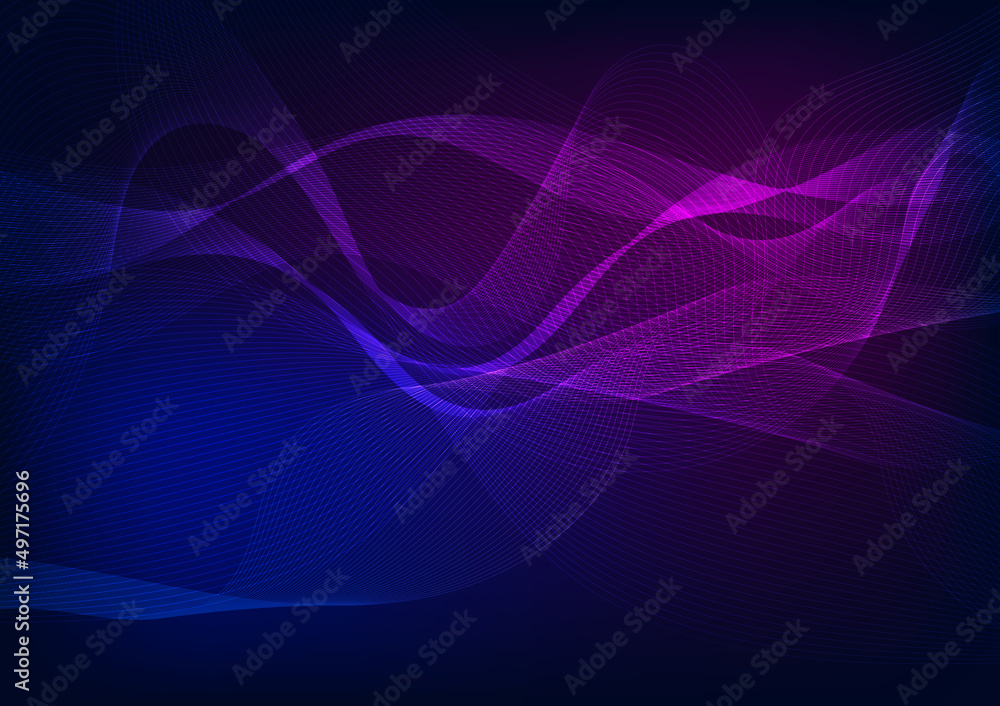 Poster abstract wave and dots technology background with light, network connection structure concept.