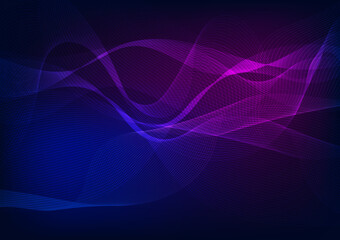 Abstract wave and dots technology background with light, Network connection structure concept.