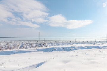 Road covered by snow, Hokkaido, Japan