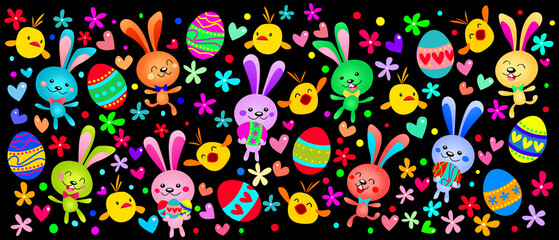 Funny Easter bunny. Happy Easter holiday concept. 3d illustration