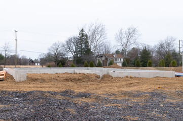 Concrete foundation for a new house