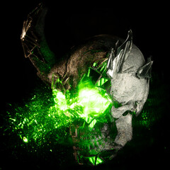 music album cover, abstract silhouette demon	