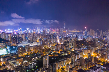 Fototapeta na wymiar Night of Kowloon District, Hong Kong