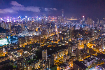 Fototapeta na wymiar Aerial view of City, Kowloon, Hong Kong, Asia
