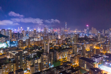 Obraz premium Night of Kowloon District, Hong Kong