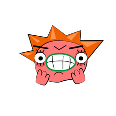 Angry face, evil emoticon. vector icon