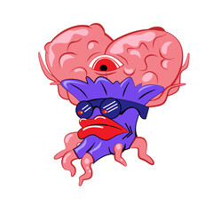 Fantasy monster mega brain, game character design. Vector illustration