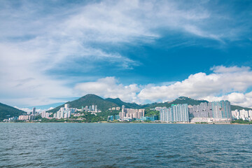 Fototapeta premium Residential area along the hill, Hong Kong