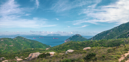 Fototapeta premium Hiking area in Lamma Island, Hong Kong. Seaview along the path, outdoor