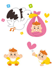 赤ちゃんバリエーション　出産　育児　コウノトリ