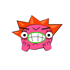 Angry face, evil emoticon. vector icon