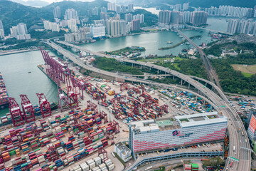 Kwai Chung Container Terminal, Hong Kong - 19 Jun 2019: Kwai Chung Container Terminal, one of the...