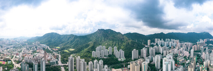 Residential area under the Lion Rock Mountain, Kowloon, Hong Kong
