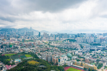 Aerial view of cityscape of Kowloon, Hong Kong