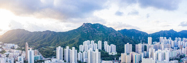 Residential area under the Lion Rock Mountain, Kowloon, Hong Kong