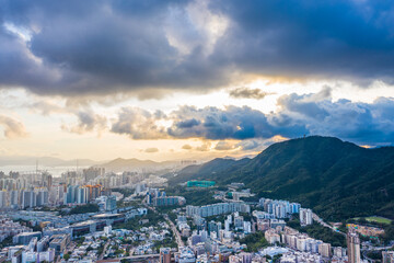 Fototapeta na wymiar Aerial view of cityscape of Kowloon, Hong Kong
