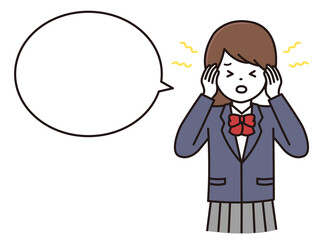 学生 女性 高校生 耳鳴り 頭痛 吹き出し