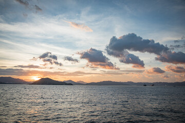 Fototapeta premium Container ships in sunset