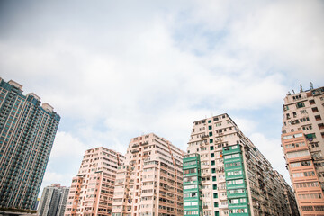 Fototapeta na wymiar Iconic Crowded apartment in residential area, Hong Kong