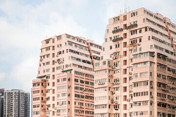 Fototapeta na wymiar Iconic Crowded apartment in residential area, Hong Kong