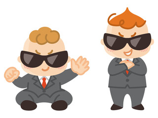 スーツを着た赤ちゃん　サングラス　出産　育児