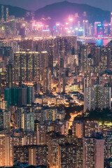 Iconic view of cityscape of Hong Kong at night