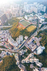 Aerial View of Urban district, Kowloon, Hong Kong