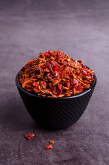 Slices of dry red pepper