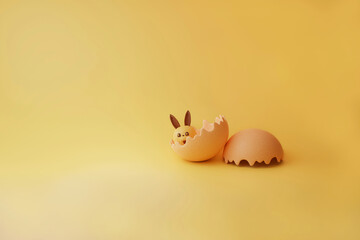 Easter day celebration  coming with a cute baby rabbit born from a small egg 3d illustration  