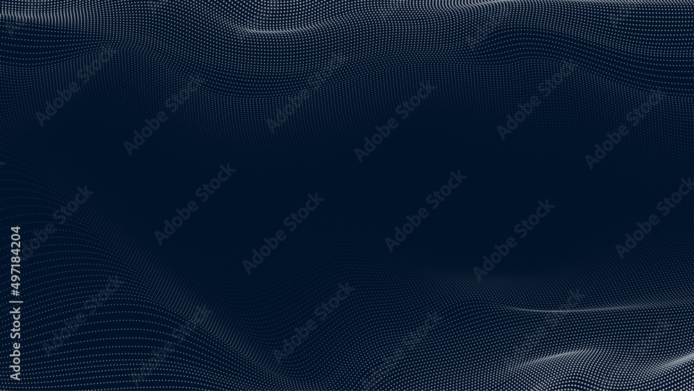 Poster abstract 3d grid background. digital wave pattern technology. big data. artificial intelligence. bus
