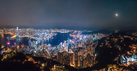 13 Sept 2019 - Hong Kong: Victoria Harbour, Hong Kong cityscape at night