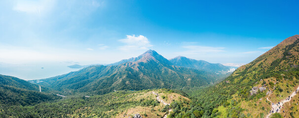 Fototapeta premium panorama view of Lantau Peak in Lantau Island, Hong Kong