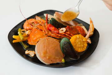 Seafood dishes with spicy spices.