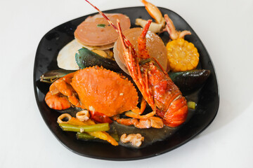 Seafood dishes with spicy spices.