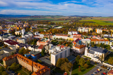 Fototapeta na wymiar Panoramic view from the drone on the city Krnov. Czech Republic