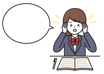 学生 女性 高校生 耳鳴り 頭痛 吹き出し