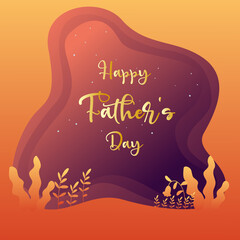 happy father's day on the background of the night sky and leaves
