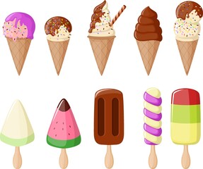 Cute ice cream collection set