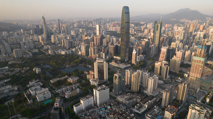 Shenzhen skyline with sunset