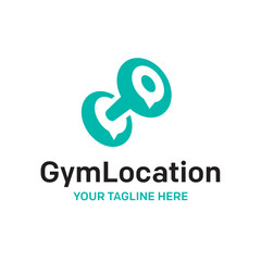 Gym Fitness Location Pin Map Vector Abstract Illustration Logo Icon Design Template Element