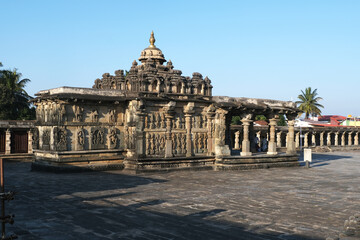 Obraz premium 19 December 2022, Chennakeshava Temple in Belur is highlight of the grand Hoysala architecture, Temple built in 1117 AD by the Hoysalas at Belur, Temple built in 12th-century in Karnataka, India.