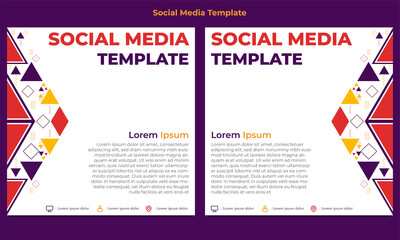 colorful triangle geometric shape social media post template