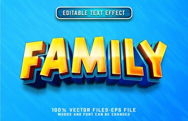 family 3d cartoon style text effect premium vectors