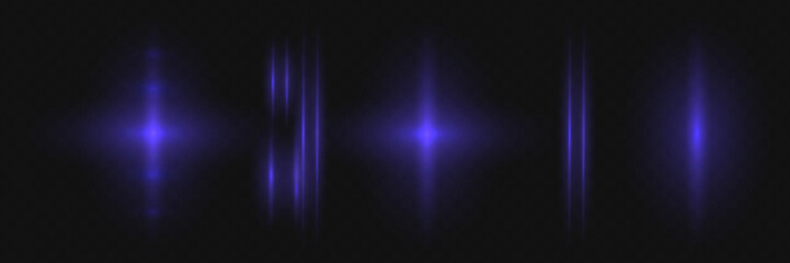 Red horizontal lens flares pack. Laser beams, horizontal light rays. Beautiful light flares. Glowing streaks on dark background.