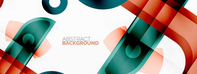 Minimalist geometric abstract background. Lines, circles with shadow effects composition wallpaper design