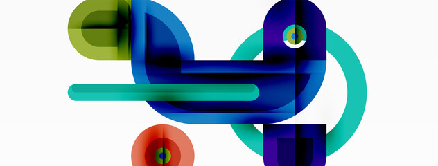 Creative geometric wallpaper. Minimal geometric background with round shapes. Trendy techno business template for wallpaper, banner, background or landing