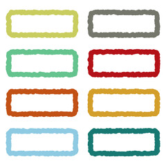 Name tag set of rectangular doodle lines